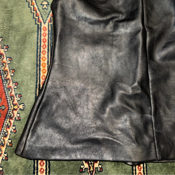 NWT Zara Black Sleeveless mock neck Faux Leather Zip back Top - size Large - Picture 6 of 12